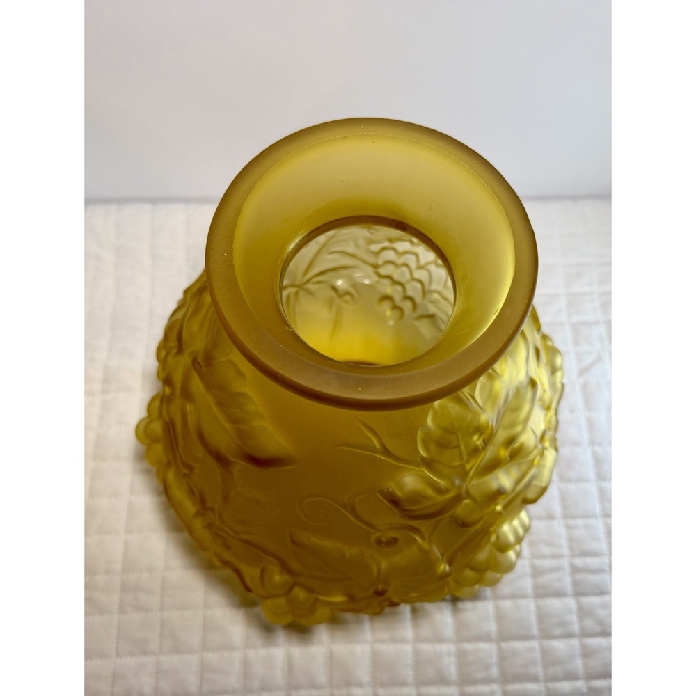 Etaleune Paris France Signed Satin Art Glass Grape Vine Vase Pair Antique - Picture 14 of 16